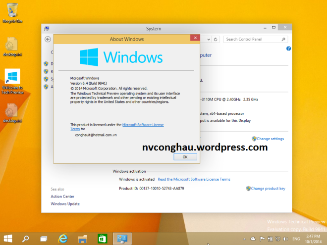 Windows 10 About